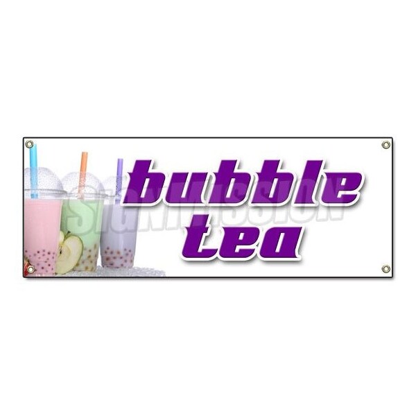 Bubble Tea Banner Heavy Duty 13 Oz Vinyl with Grommets Single Sided